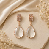 White & Golden Earrings – Elegant & Chic