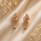Leaf White Stones Drop Earrings – Nature’s Elegance with a Sparkle