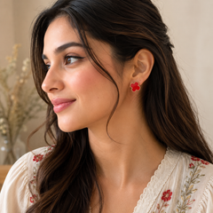 Red Tops Design Earrings – Bold Elegance in a Minimal Style