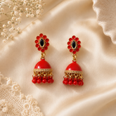 Jhumka Matte with Drop Pearl – Traditional Beauty with a Modern Touch (Orange)