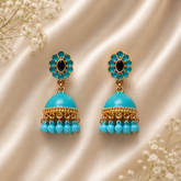 Jhumka Matte with Drop Pearl – Traditional Beauty with a Modern Touch (Cyan)