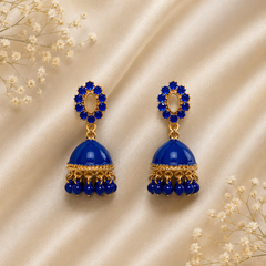 Jhumka Matte with Drop Pearl – Traditional Beauty with a Modern Touch (Blue)