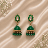 Jhumka Matte with Drop Pearl – Traditional Beauty with a Modern Touch (Green)