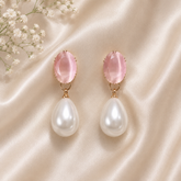 Drop Pearl Earrings – Classic Elegance in Every Drop (Pink)