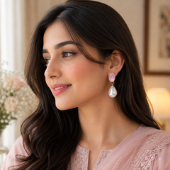 Drop Pearl Earrings – Classic Elegance in Every Drop (Pink)