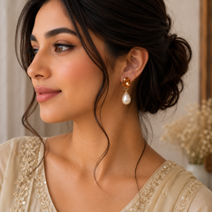 Drop Pearl Earrings – Classic Elegance in Every Drop (Brown)