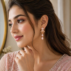 Drop Design Earrings – Elegant Flow with Every Move (Pink)