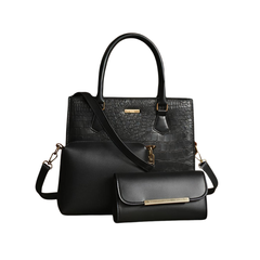 Mocha Luxe Trio – The Croc-Embossed 3 Piece Set (Black)