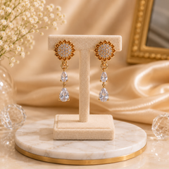 Double Drop Design Earrings – Elegant Statement Jewelry for Women (White)