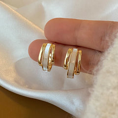 White Pastel Gold Glam Earrings