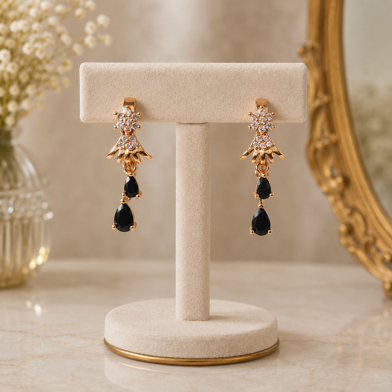 Drop Design Earrings – Elegant Flow with Every Move (Black)