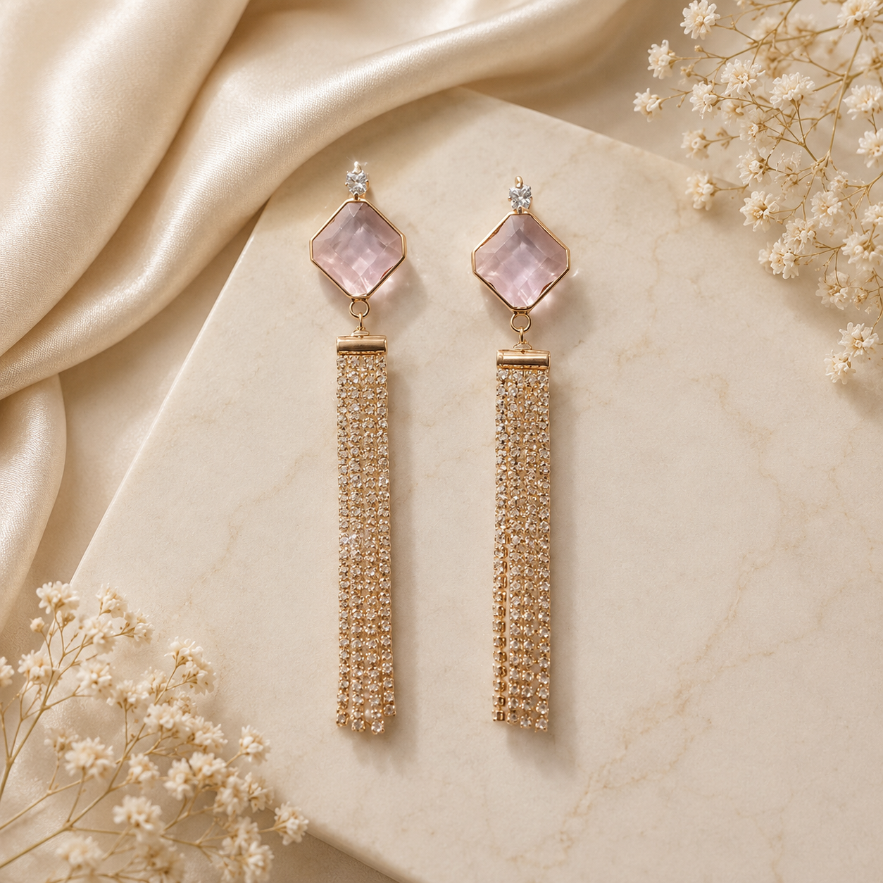 Long Pink Earrings – Elegant & Vibrant Statement