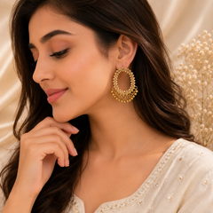 Drop Round Design Earrings – Classic Elegance in Every Detail
