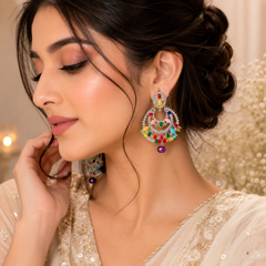 Multicolor Drop Long Earrings – Vibrant & Stylish Statement