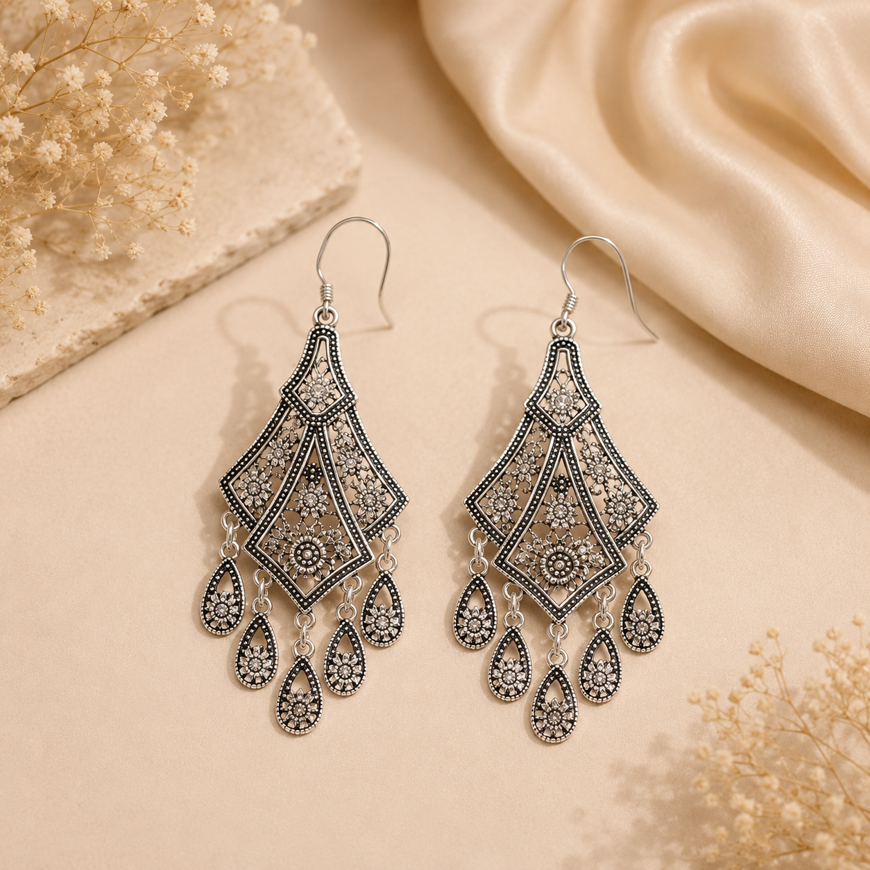 Silver Drop Earrings – Timeless Elegance in Every Move