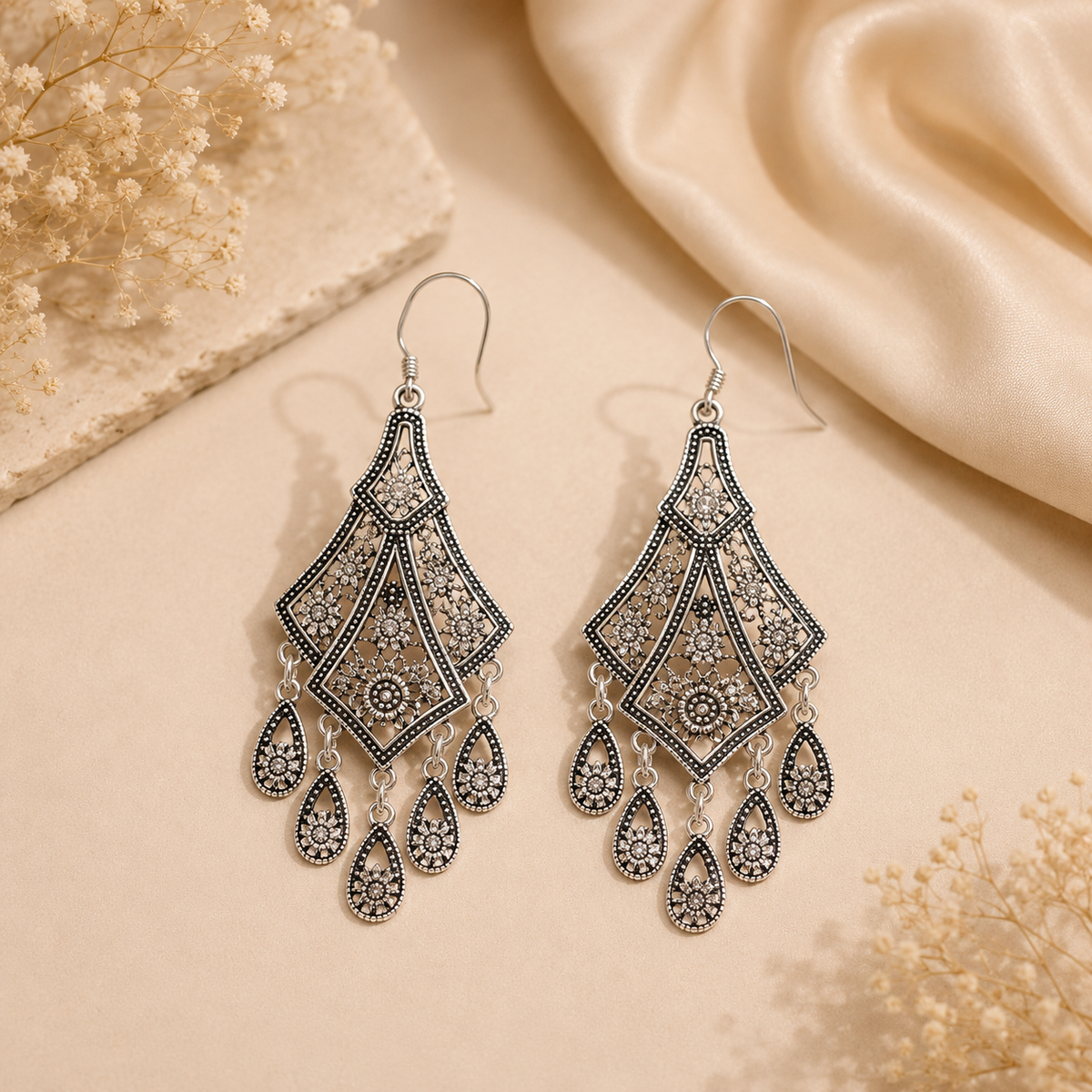 Silver Drop Earrings – Timeless Elegance in Every Move
