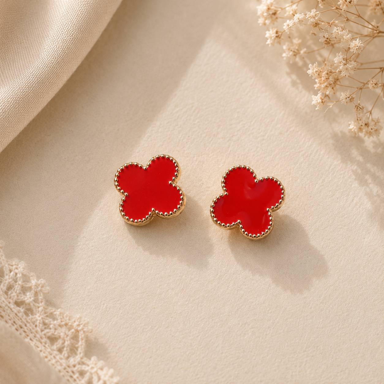 Red Tops Design Earrings – Bold Elegance in a Minimal Style
