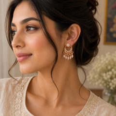 Pink Jhumka Earrings – Traditional Elegance with a Pop of Color