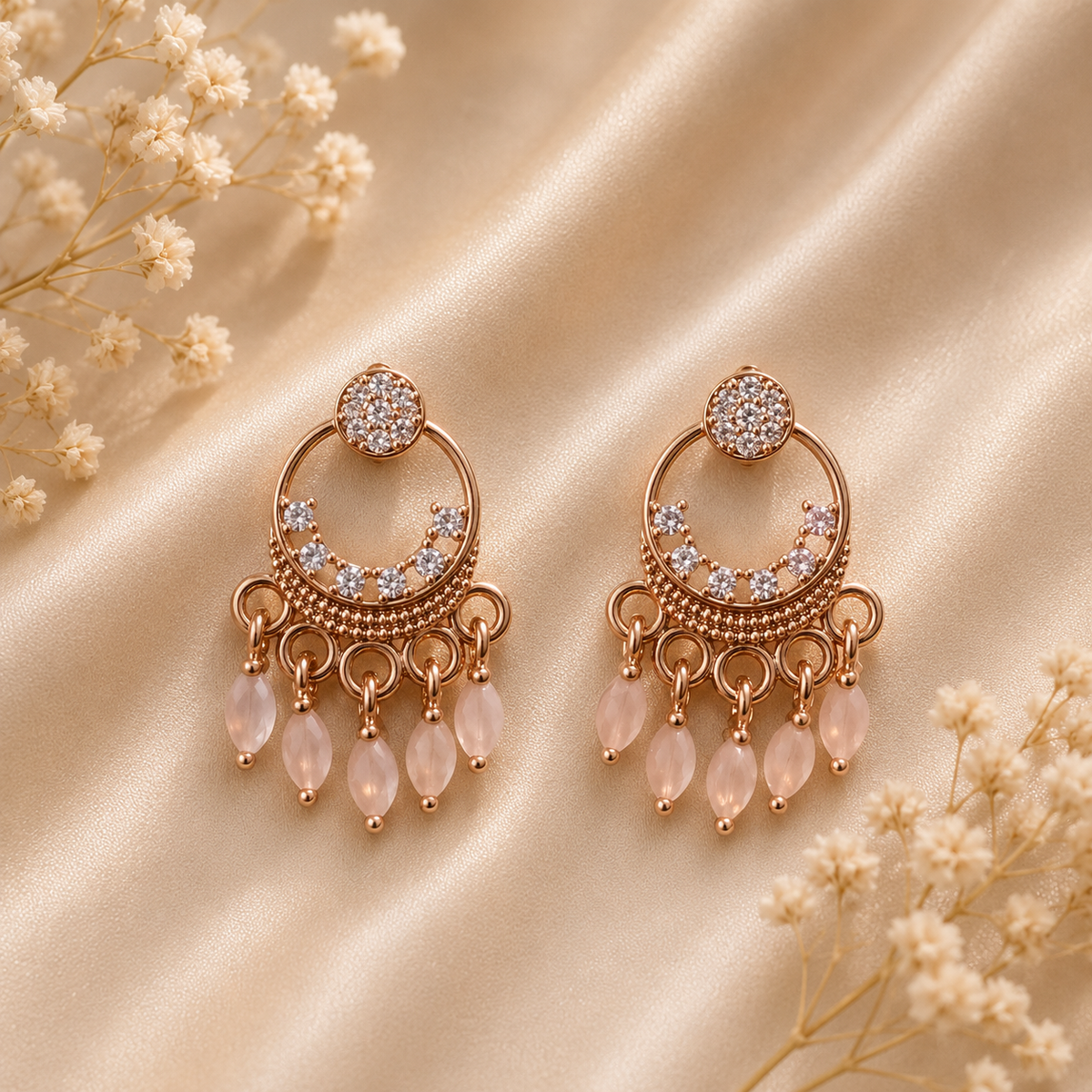 Pink Jhumka Earrings – Traditional Elegance with a Pop of Color