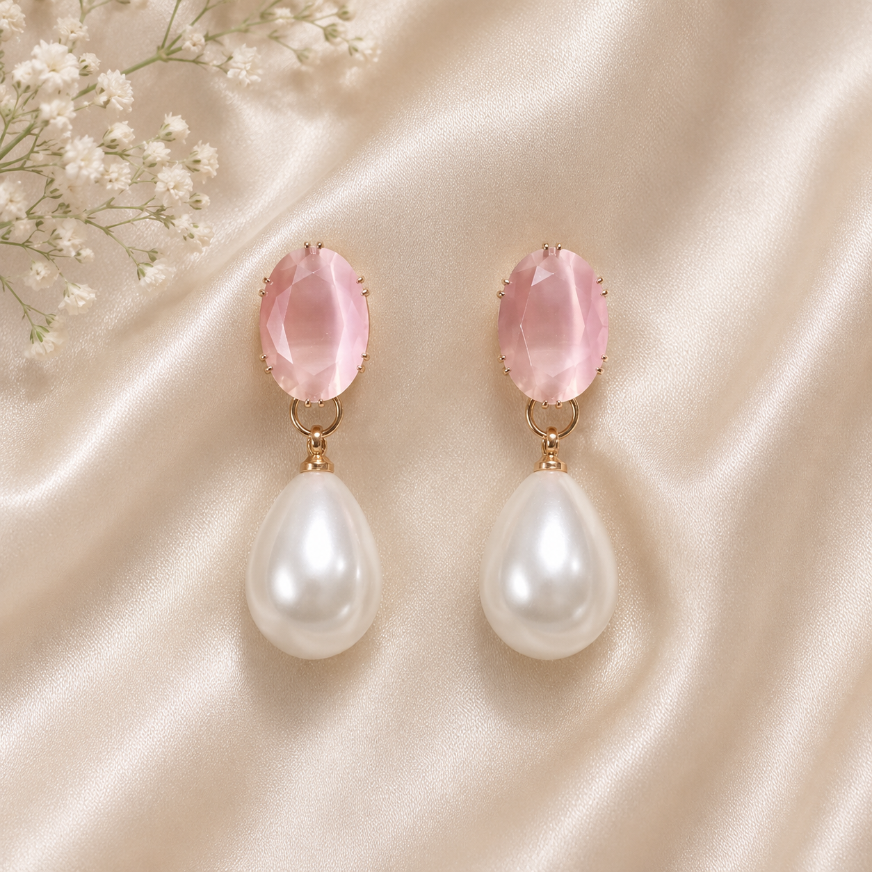 Drop Pearl Earrings – Classic Elegance in Every Drop (Pink)