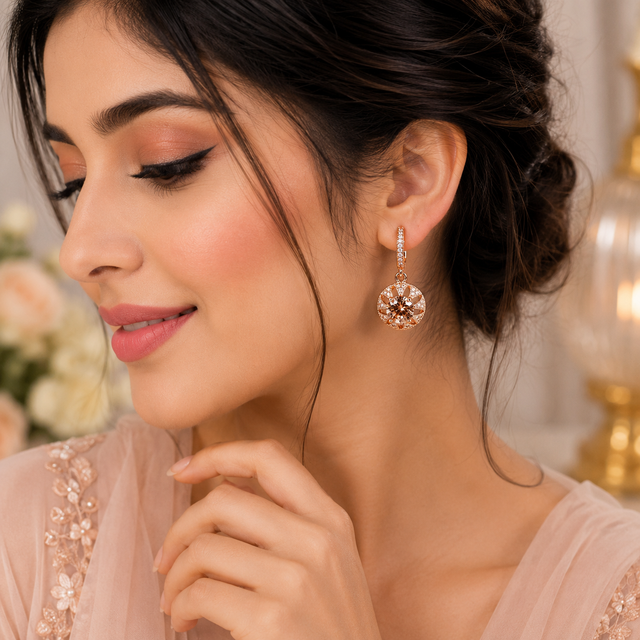 Bali Style Earrings – Classic Hoop Elegance (Brown)
