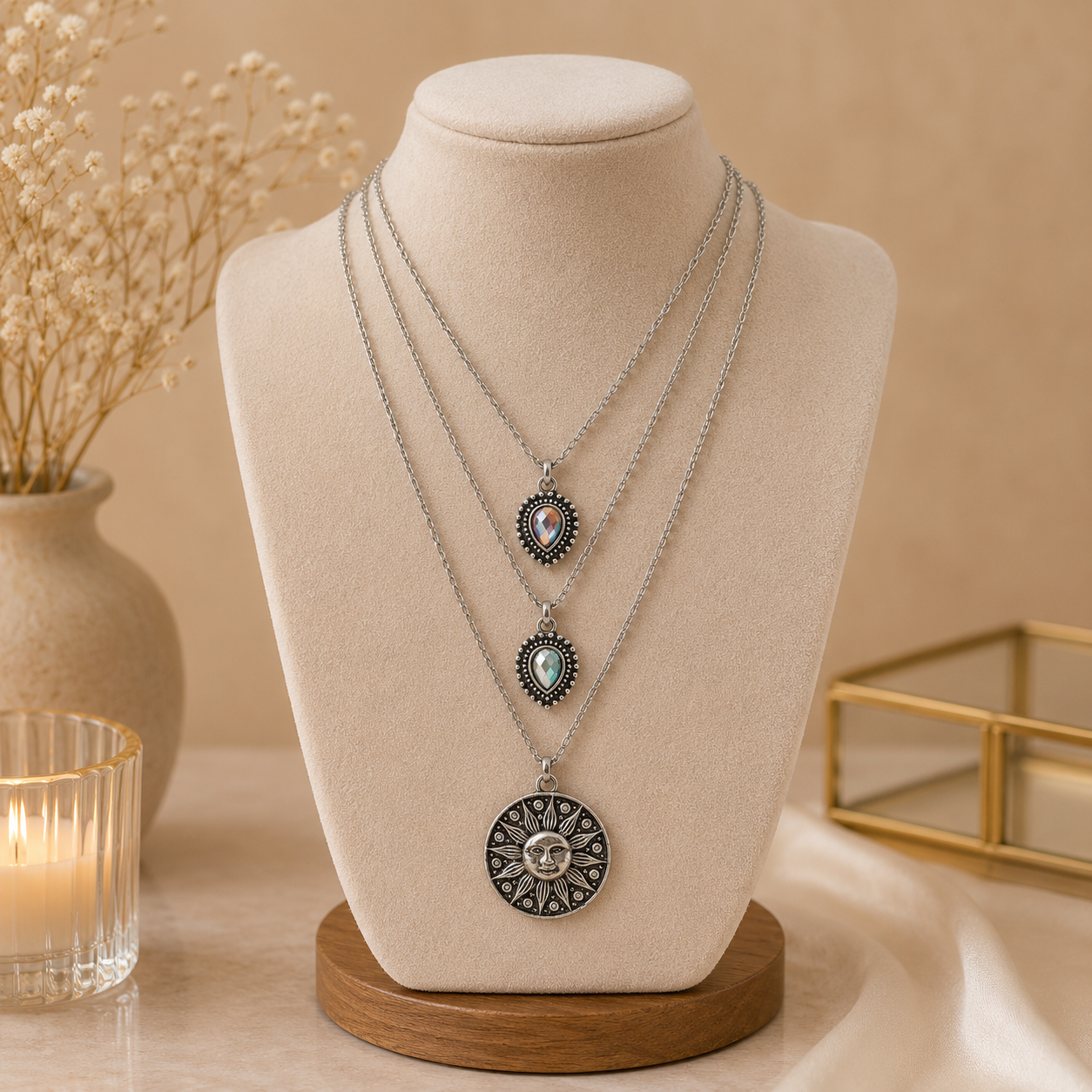 Triple Chain Necklace Set – Chic Layering in One