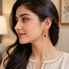 Drop Design Earrings – Elegant Movement, Timeless Style (Red)