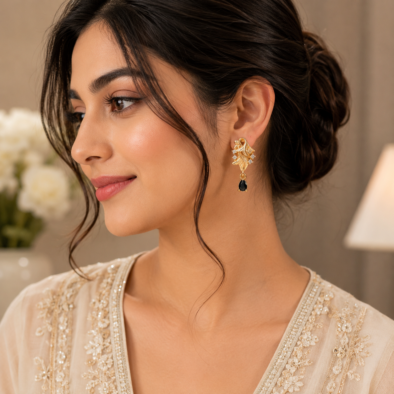 Drop Design Earrings – Elegant Movement, Timeless Style (Black)