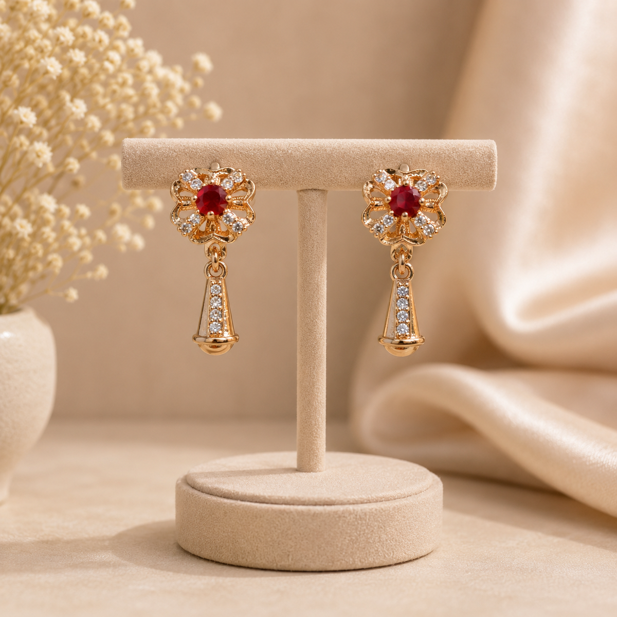 Bow Style Earrings – Sweet Elegance in Every Detail (Red)