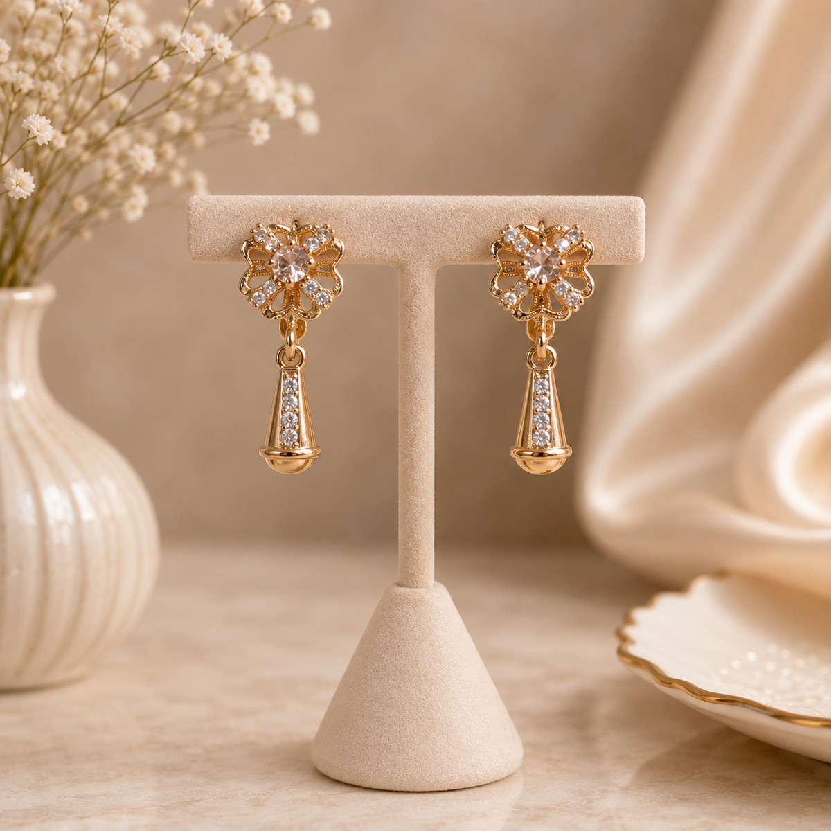 Bow Style Earrings – Sweet Elegance in Every Detail (Brown)