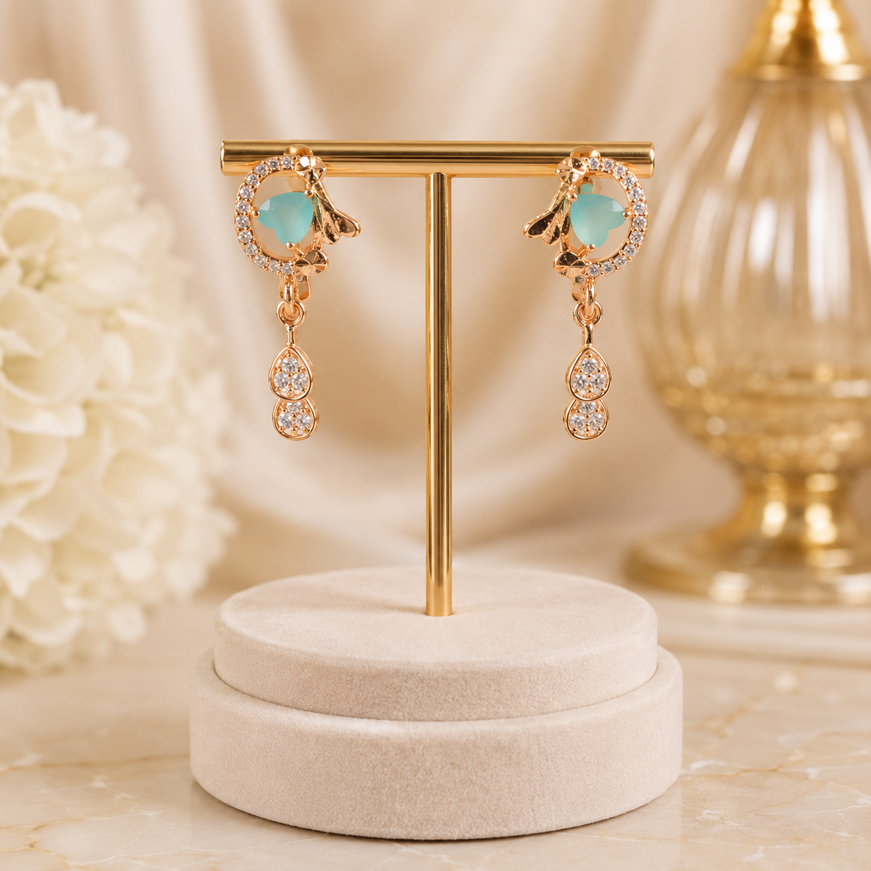 Double Drop Earrings – Timeless Elegance for Every Occasion (cyan)