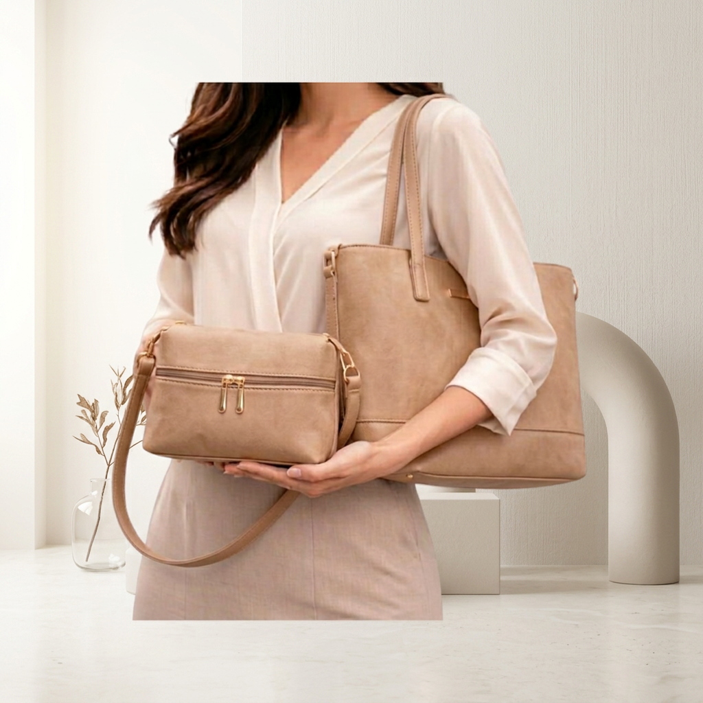 Nude Elegance Duo – The Timeless 2 Piece Tote Set