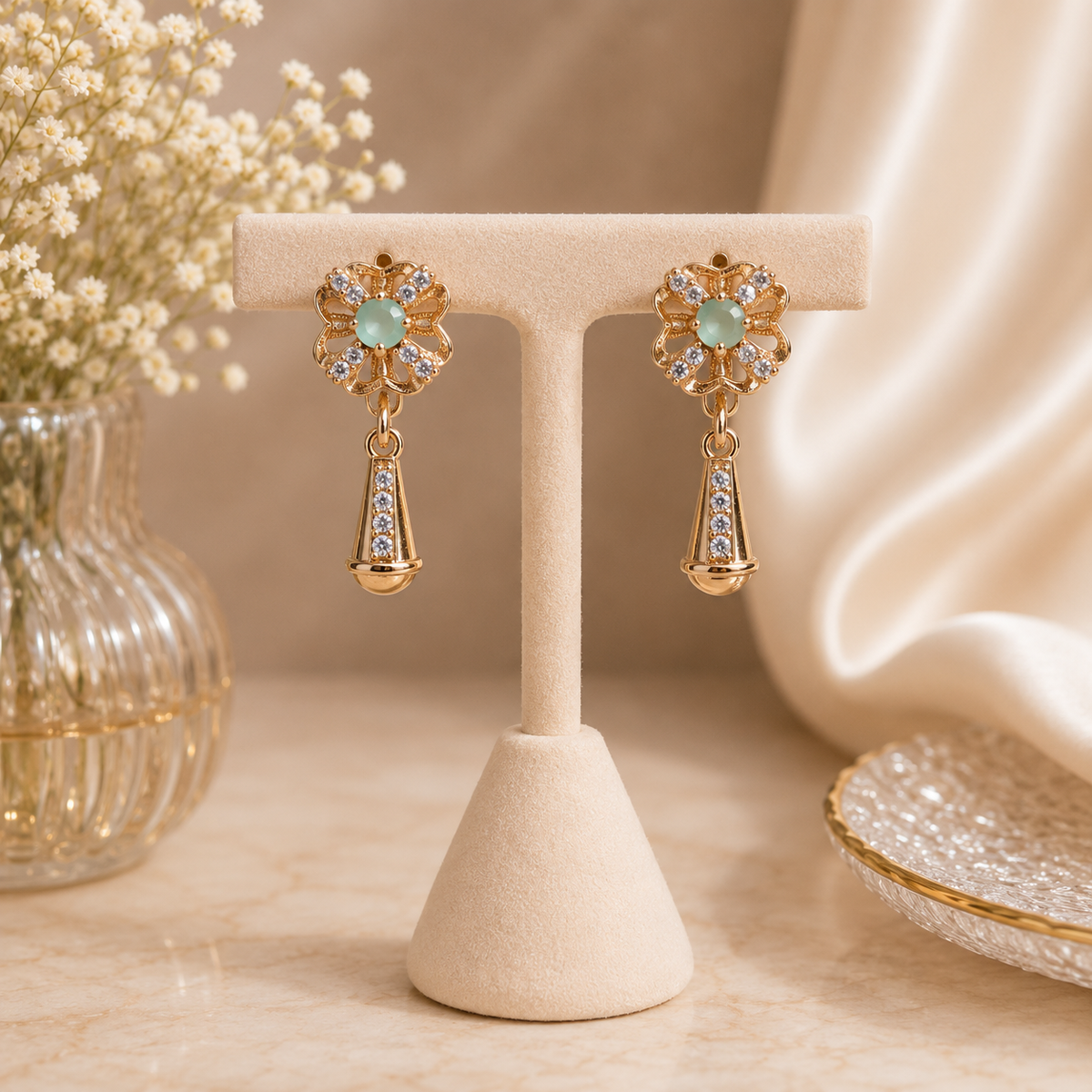 Bow Style Earrings – Sweet Elegance in Every Detail (Cyan)