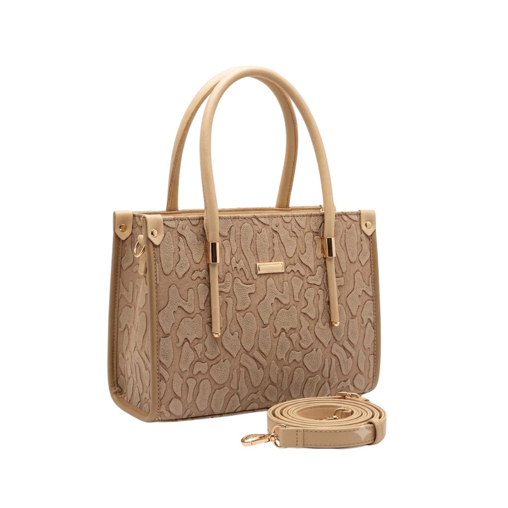 Textured Beige Tote Bag