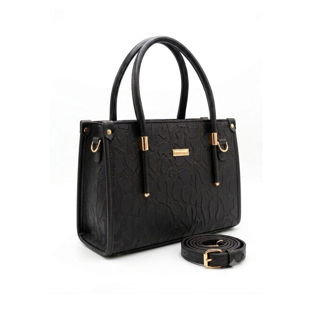 Textured Black Tote Bag