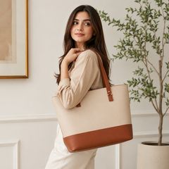 Caramel Charm – Off-White &amp; Brown 3-Piece Luxe Set