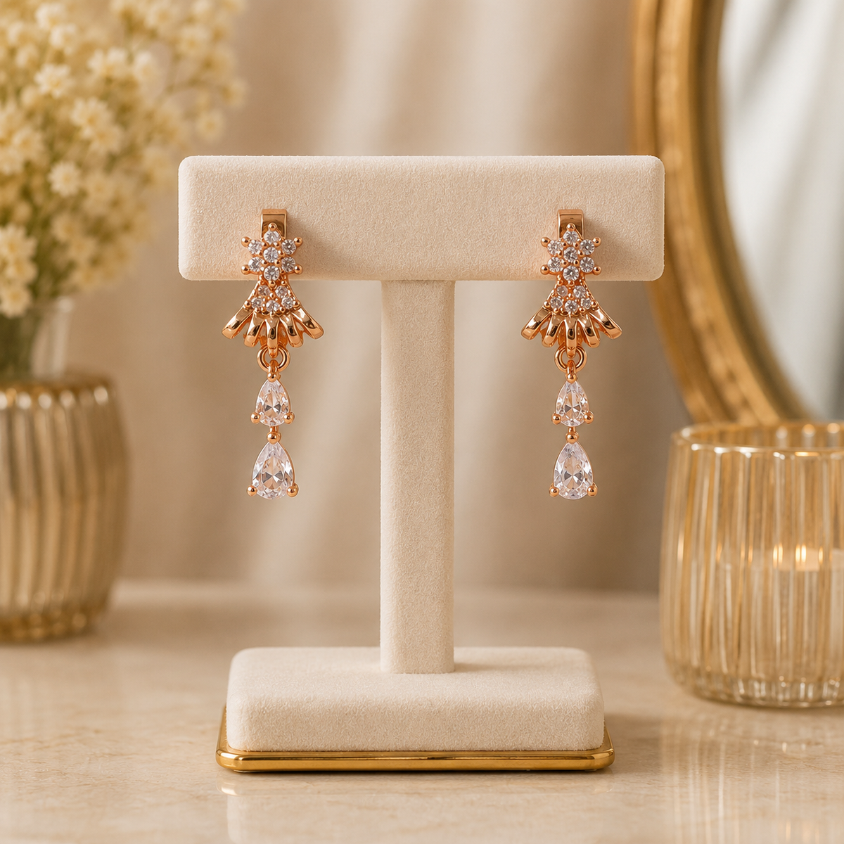Drop Design Earrings – Elegant Flow with Every Move (White)