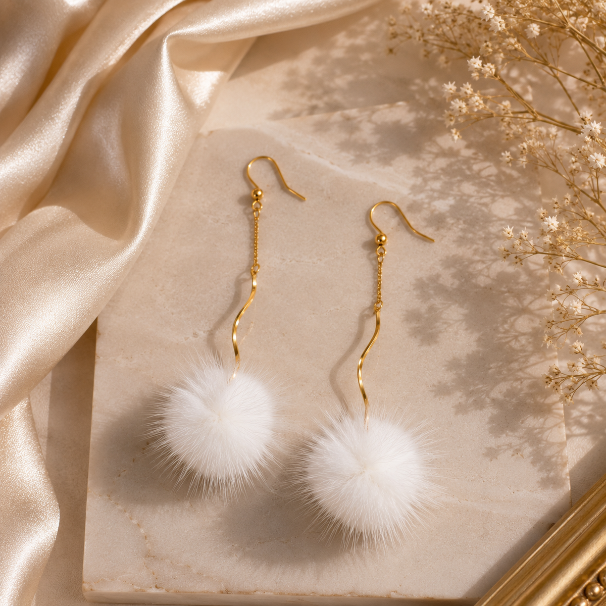 Elegant White Long Earrings – Timeless & Graceful