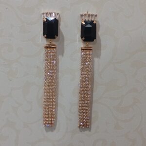 Earrings Long Black/Golden