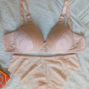 Net Lace Padded Bra with Matching Panty