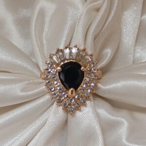 Rosy Charm Ring Black Stone