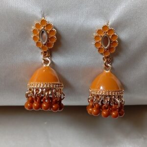 Jhumaka Mustard Mate With drop Pearl