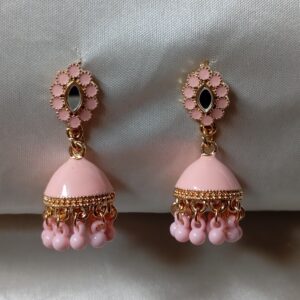 Jhumaka B-Pink Mate With drop Pearl