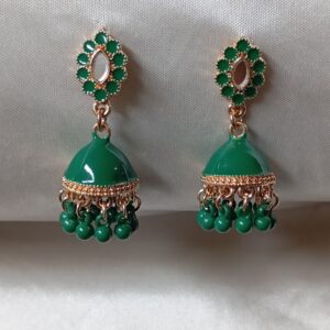Jhumaka Green Mate With drop Pearl