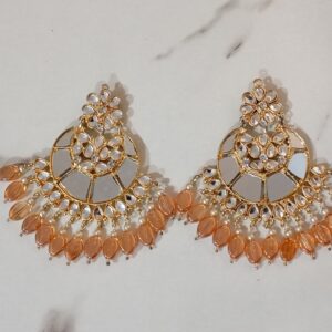 Gold and White Drop Long Earrings