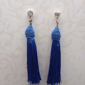 Long Earrings with Stone Royal Blue Color