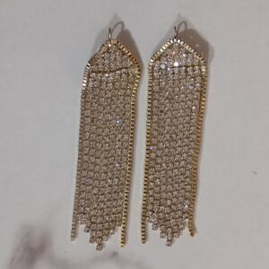 Gold and White Long Earrings