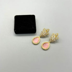 Pink Flower Drop Earrings