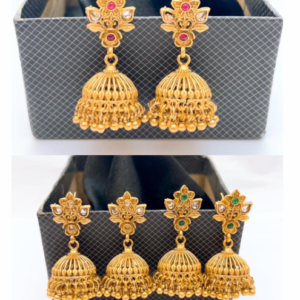 Royal Gold Rajwari Jhumke with Precious Stones