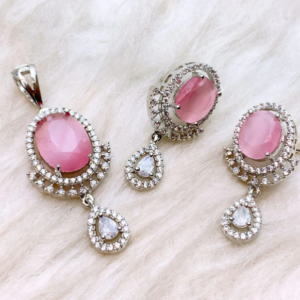 Rose-Toned Pendant and Earrings Set
